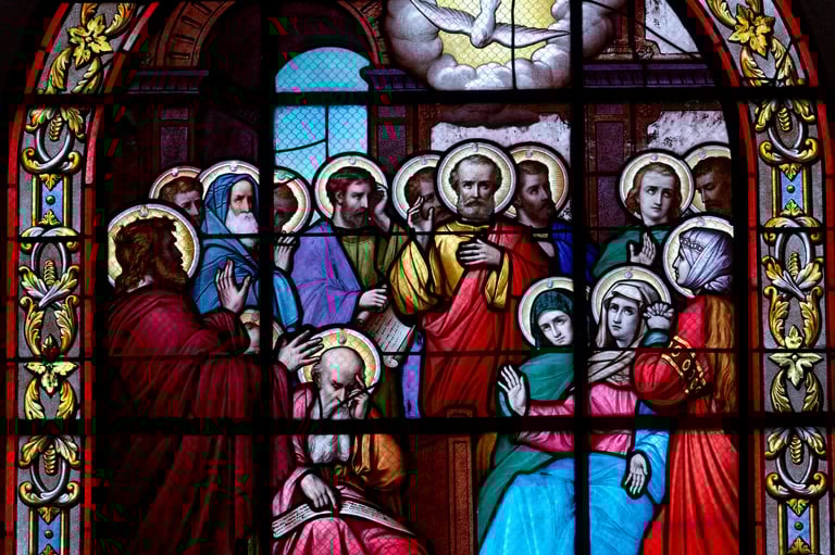 Church stained glass - representing the light of Christ guiding humanity