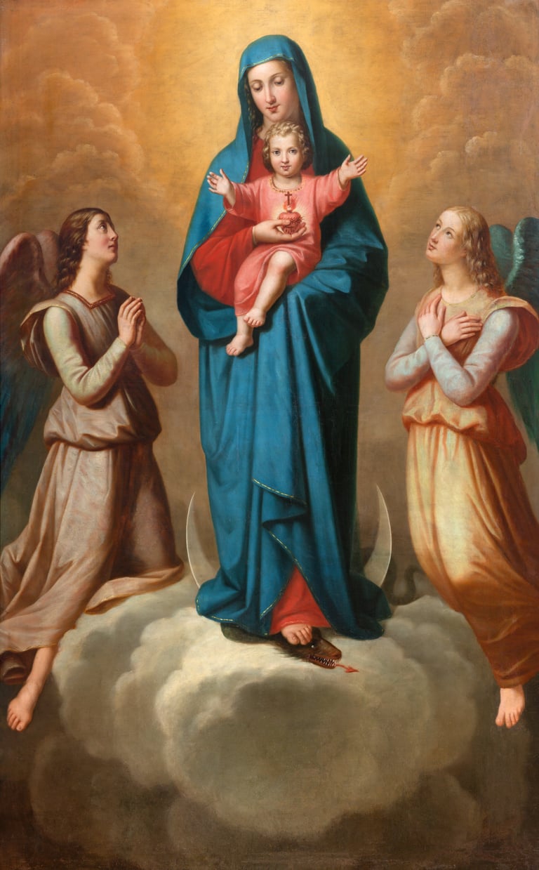 Piacenza - The painting of Madonna - Immaculate Conception with the angels